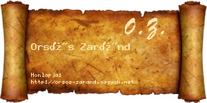 Orsós Zaránd névjegykártya